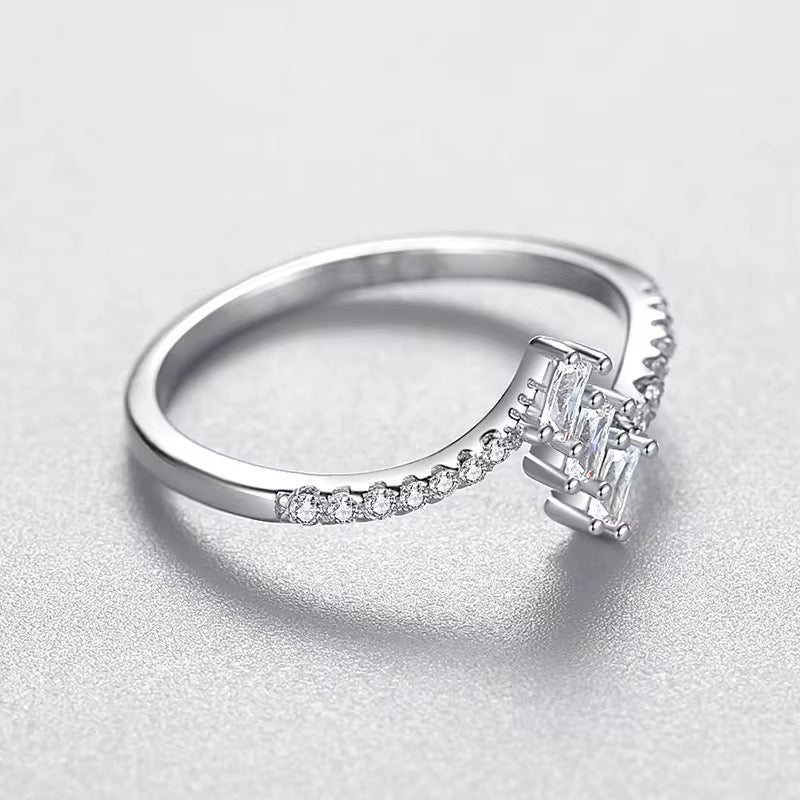 Trapezoidal Clear Cubic Zircon Rings