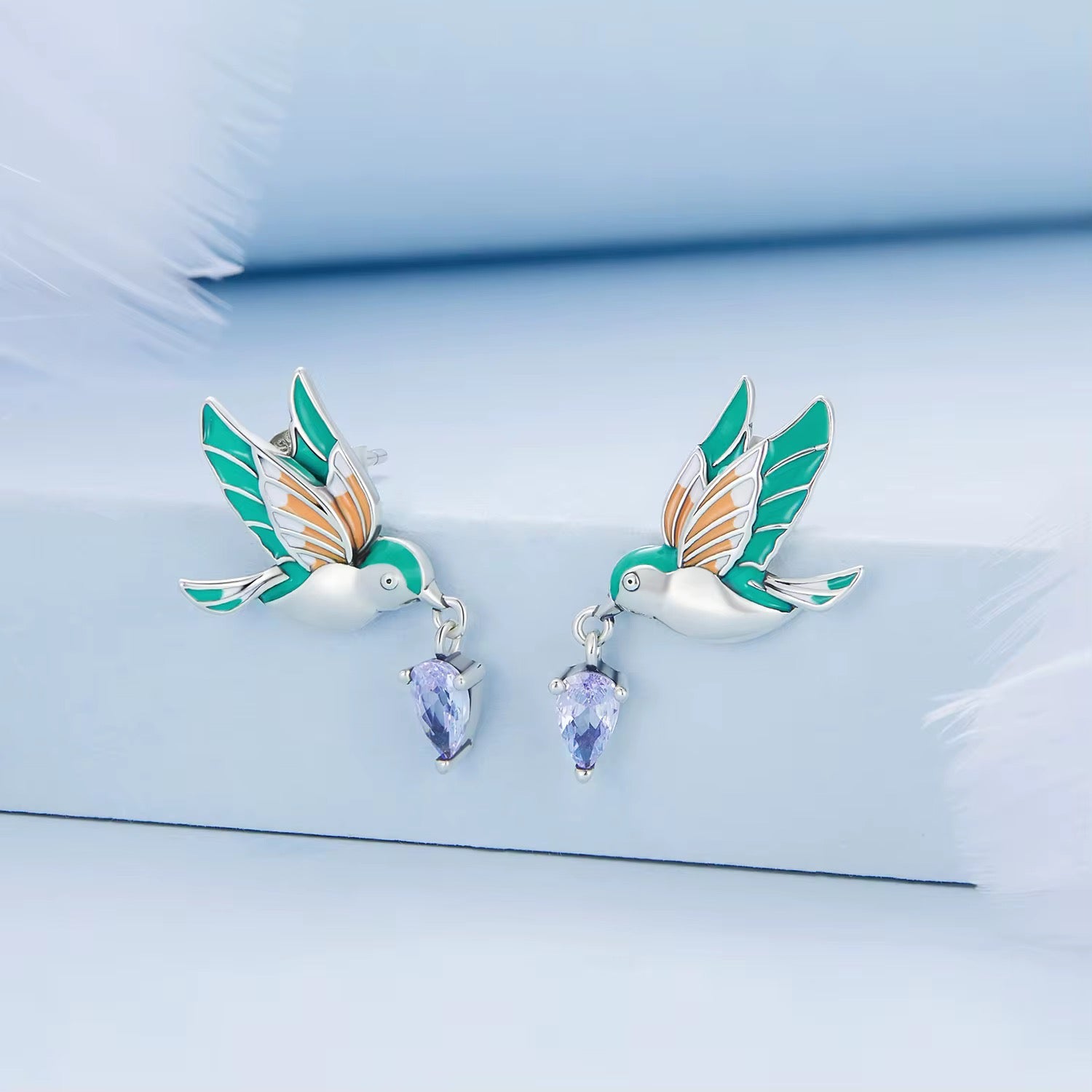 Exqusite Kingfisher Stud Earrings