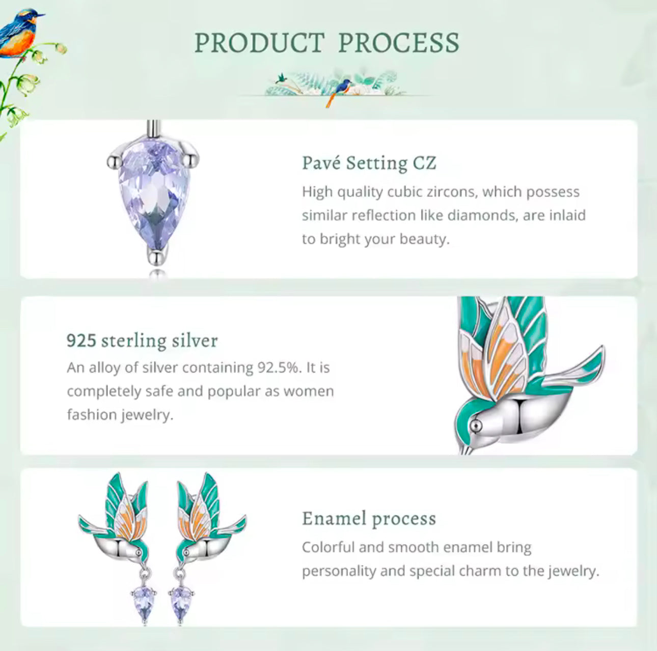 Exqusite Kingfisher Stud Earrings