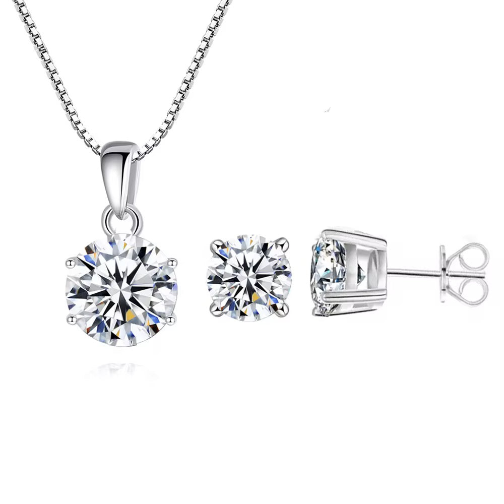 Cubic Zirconia Sparkling Oval Necklace & Earrings