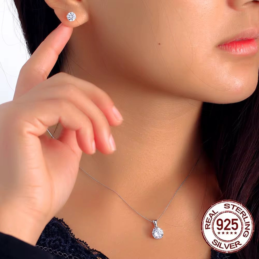 Cubic Zirconia Sparkling Oval Necklace & Earrings