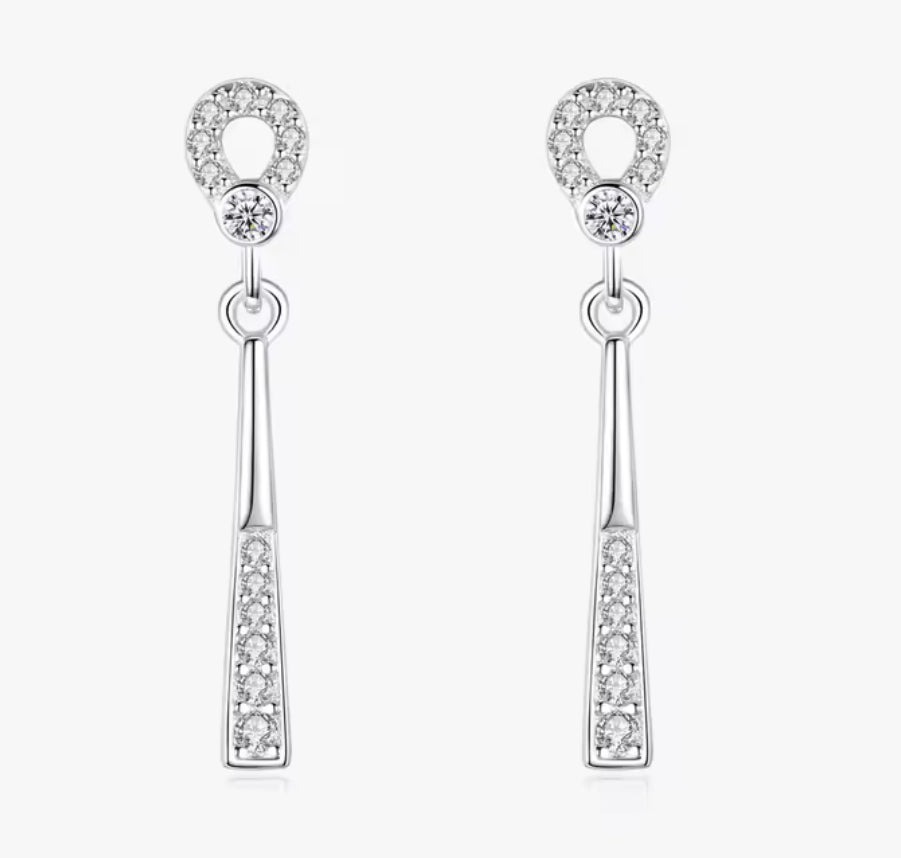 Sterling Silver Clear Zircon Round Stud Earrings