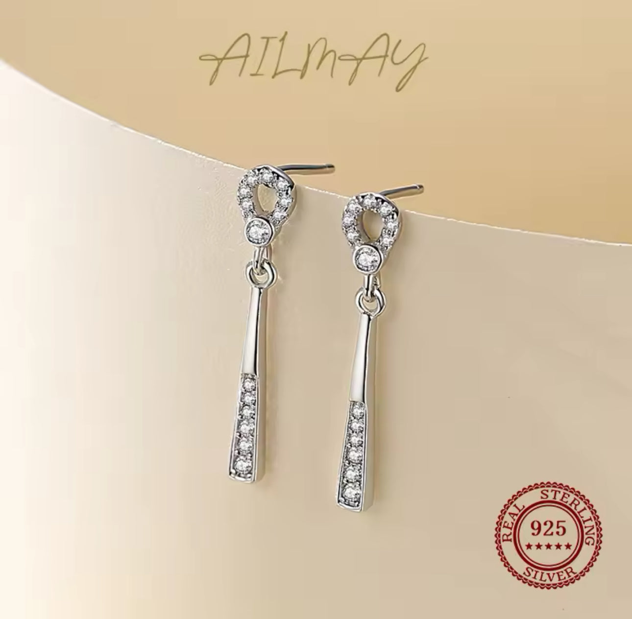Sterling Silver Clear Zircon Round Stud Earrings