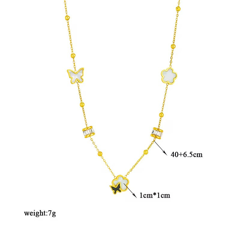 Butterfly on Flower Tassel Necklace