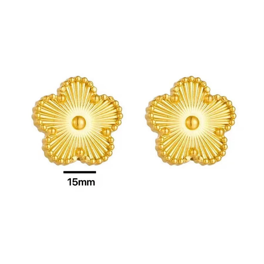 Gold Clover Flower Necklace Bracelet & Earrings