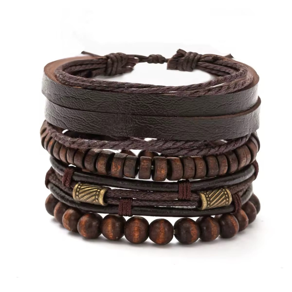 Vintage Multi-Layer Wooden Beads Mens Bracelet