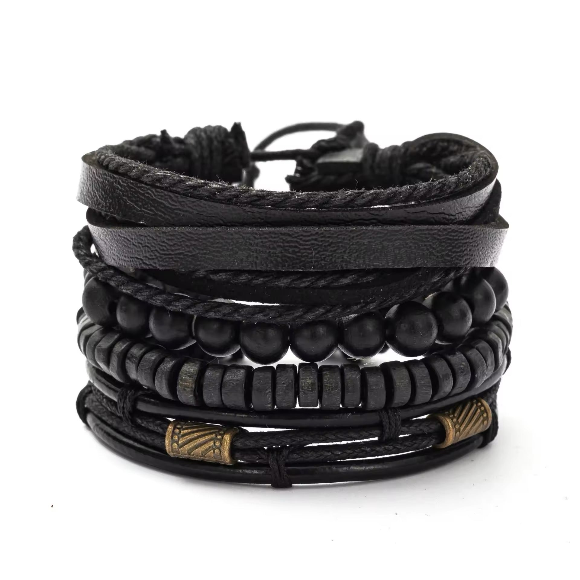 Vintage Multi-Layer Wooden Beads Mens Bracelet