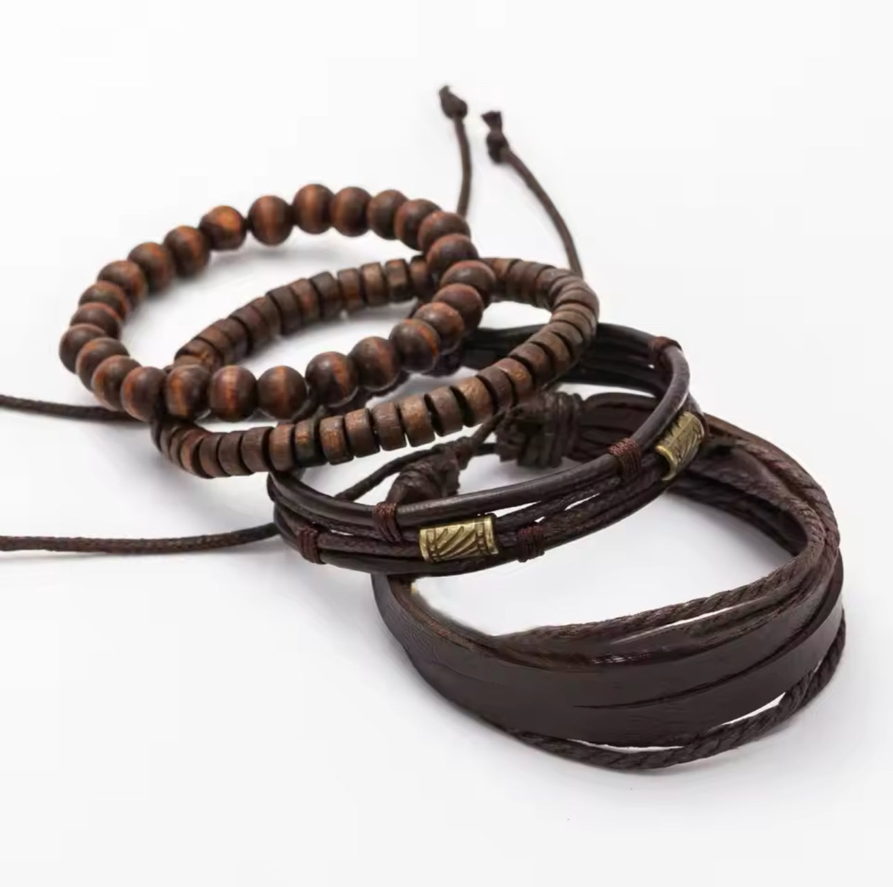 Vintage Multi-Layer Wooden Beads Mens Bracelet