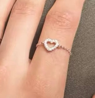 Heart Adjustable Chain Finger Rings