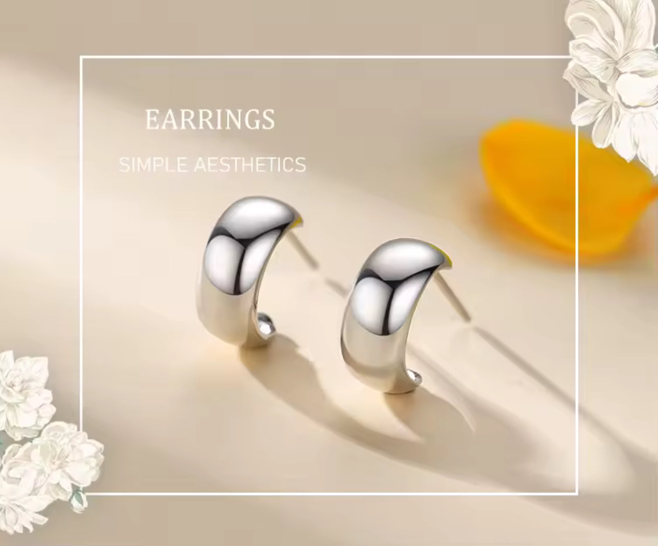Sterling Silver Simple Eastatic Stud Earrings
