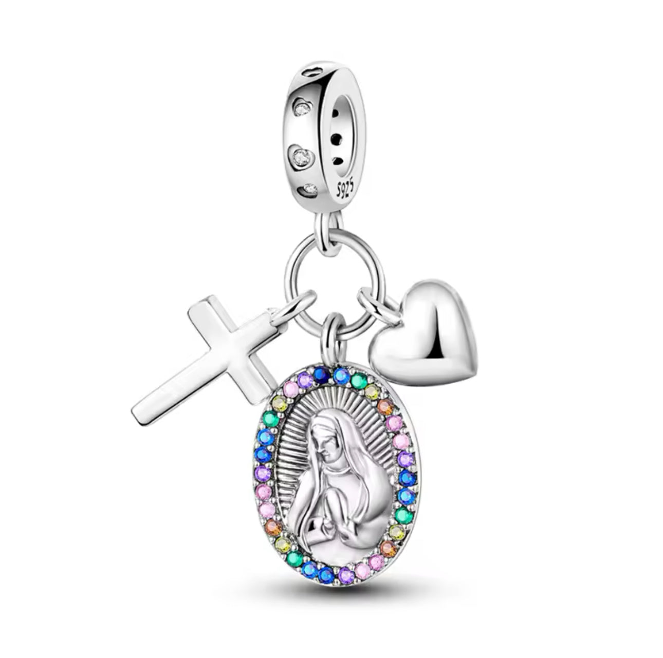 The Virgin Maria with Cross & Heart Charm