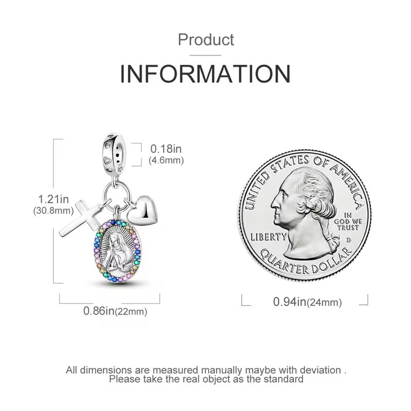 The Virgin Maria with Cross & Heart Charm