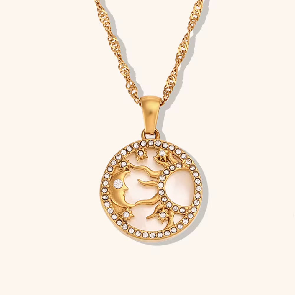 Sun Moon Star Shell Necklace