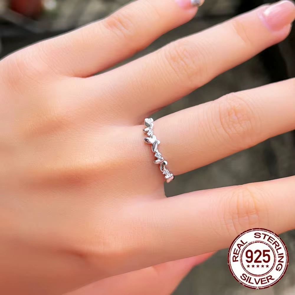 Butterflies & Zircon Silver Ring