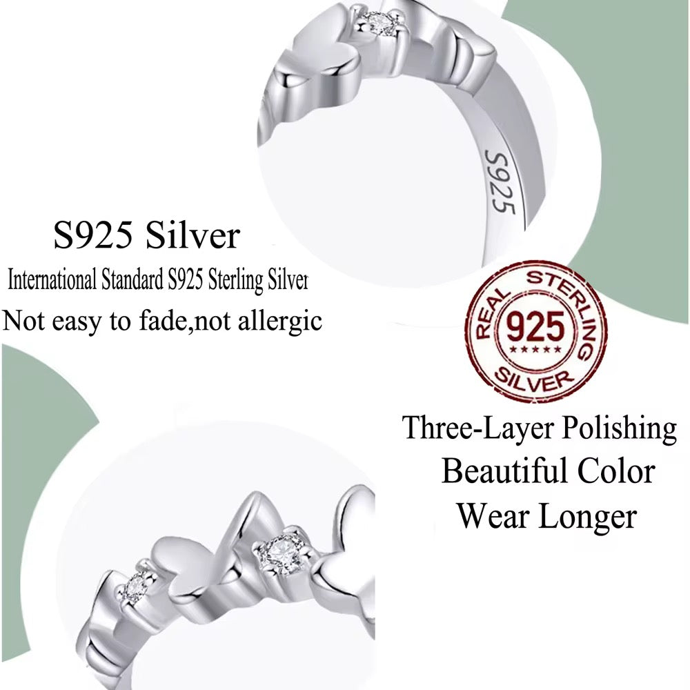 Butterflies & Zircon Silver Ring