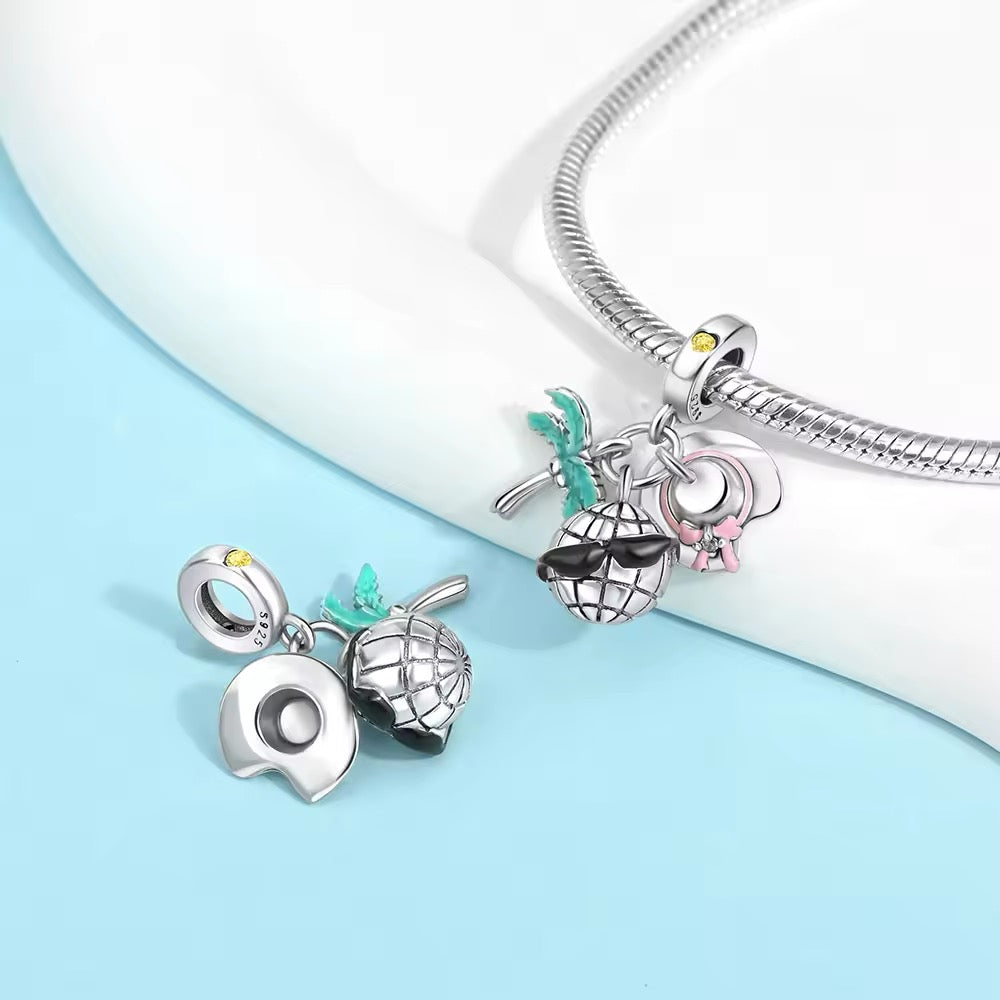 Cool Globe, Palm Three & Hat Dangle Charm