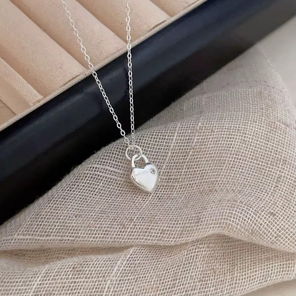 Sterling Silver Heart Padlock Necklace