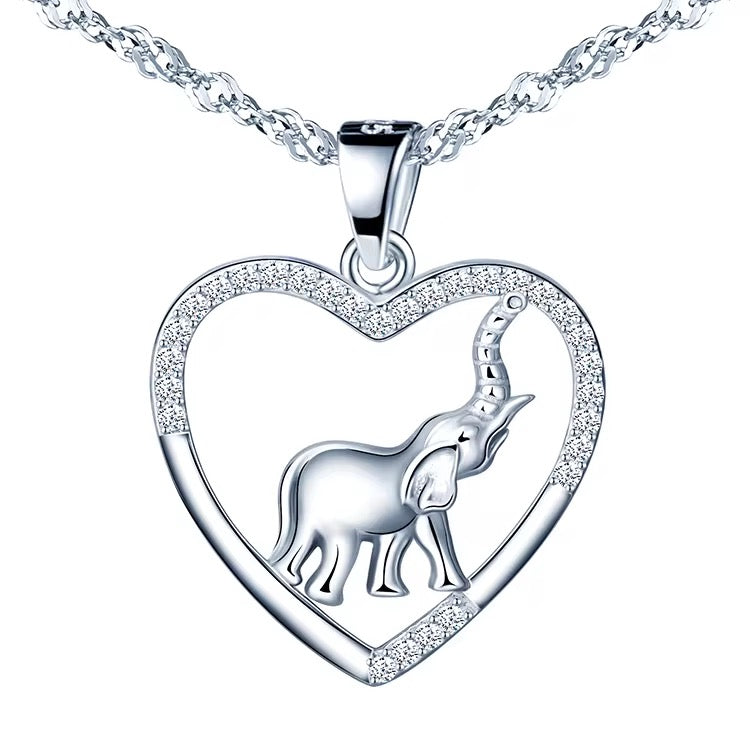 Elephant in Heart Necklace