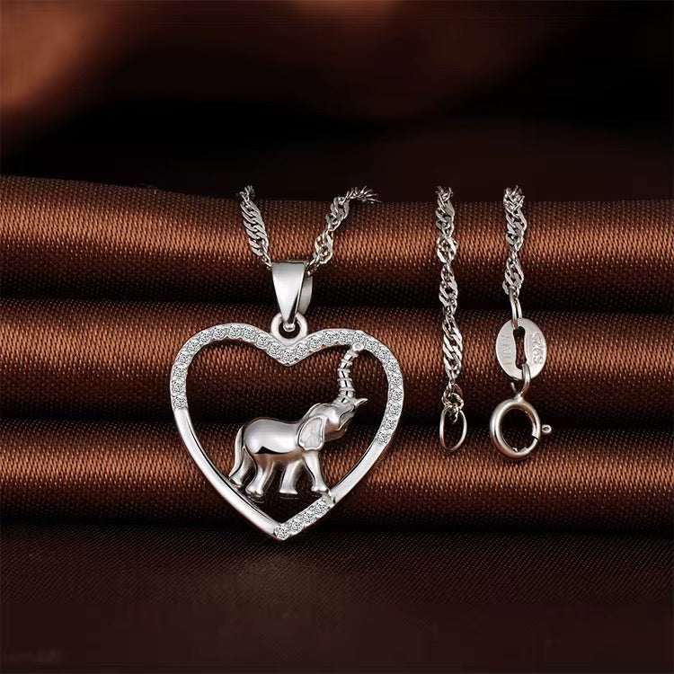 Elephant in Heart Necklace