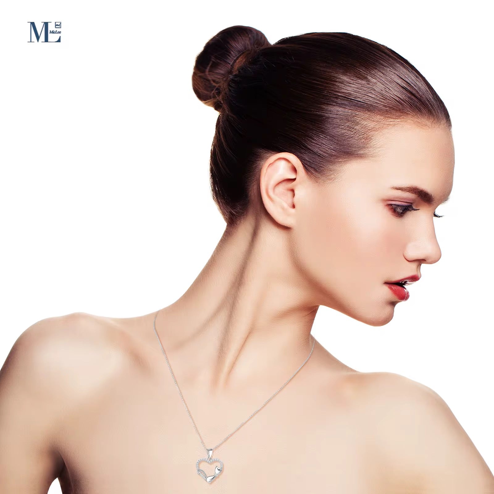Cat on the Heart Necklace