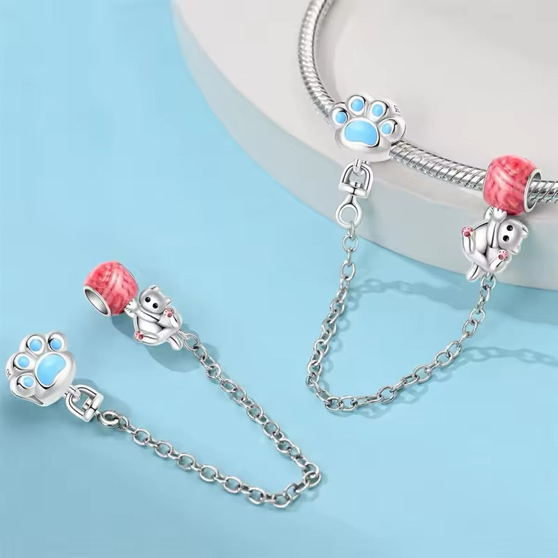 Cat & Paw Print Dangle Charm