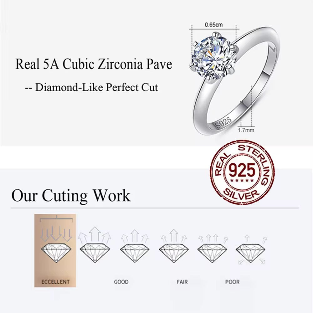 Silver Round Brilliant Cut Zirconia Ring