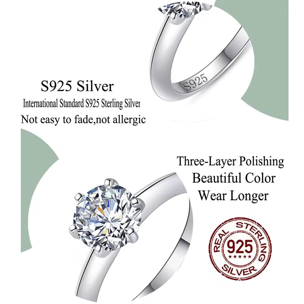 Silver Round Brilliant Cut Zirconia Ring