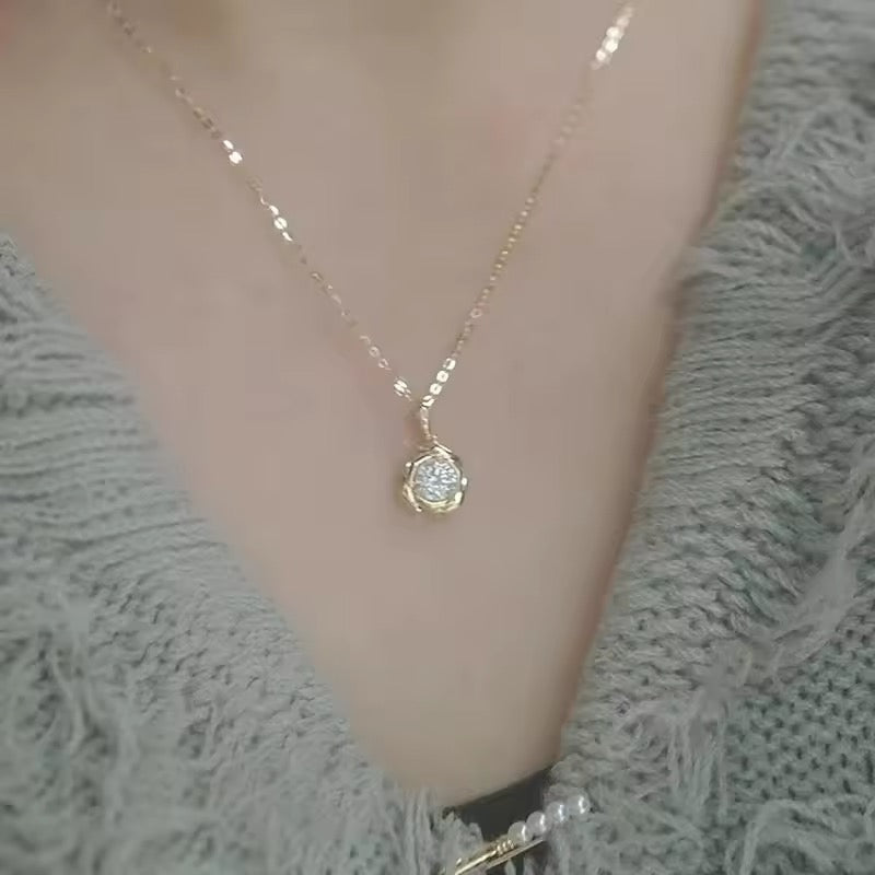 Rose Zircon Flower Necklace