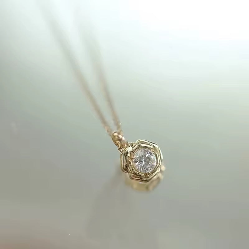 Rose Zircon Flower Necklace