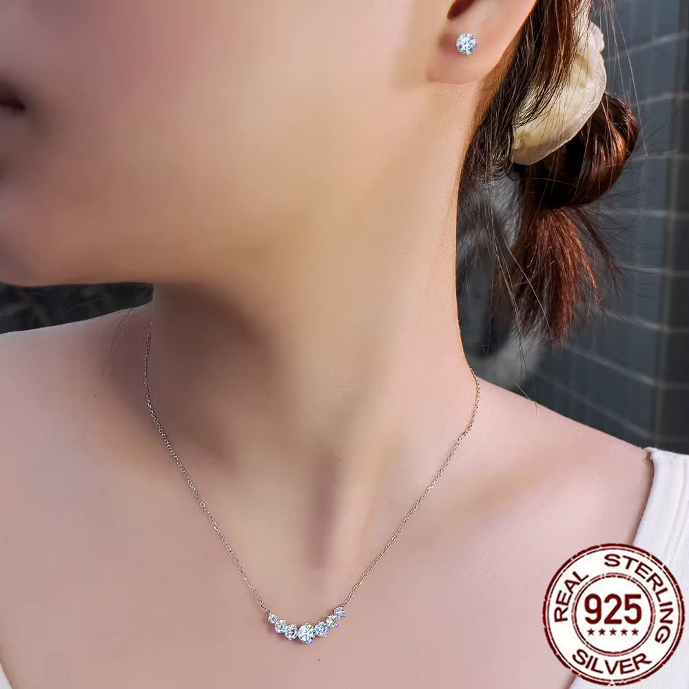 Smile Shape Cubic Zirconia Chain Necklace and Earring Set