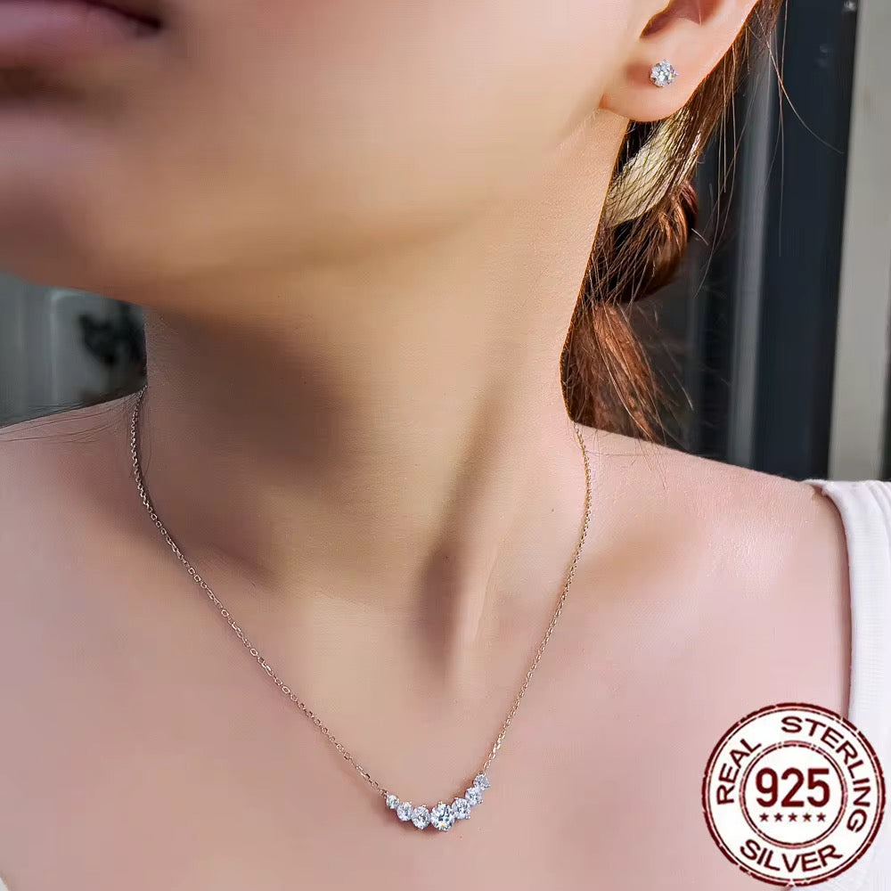 Smile Shape Cubic Zirconia Chain Necklace and Earring Set