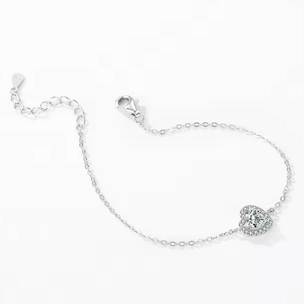 Sterling Silver Zirconia Heart Bracelet