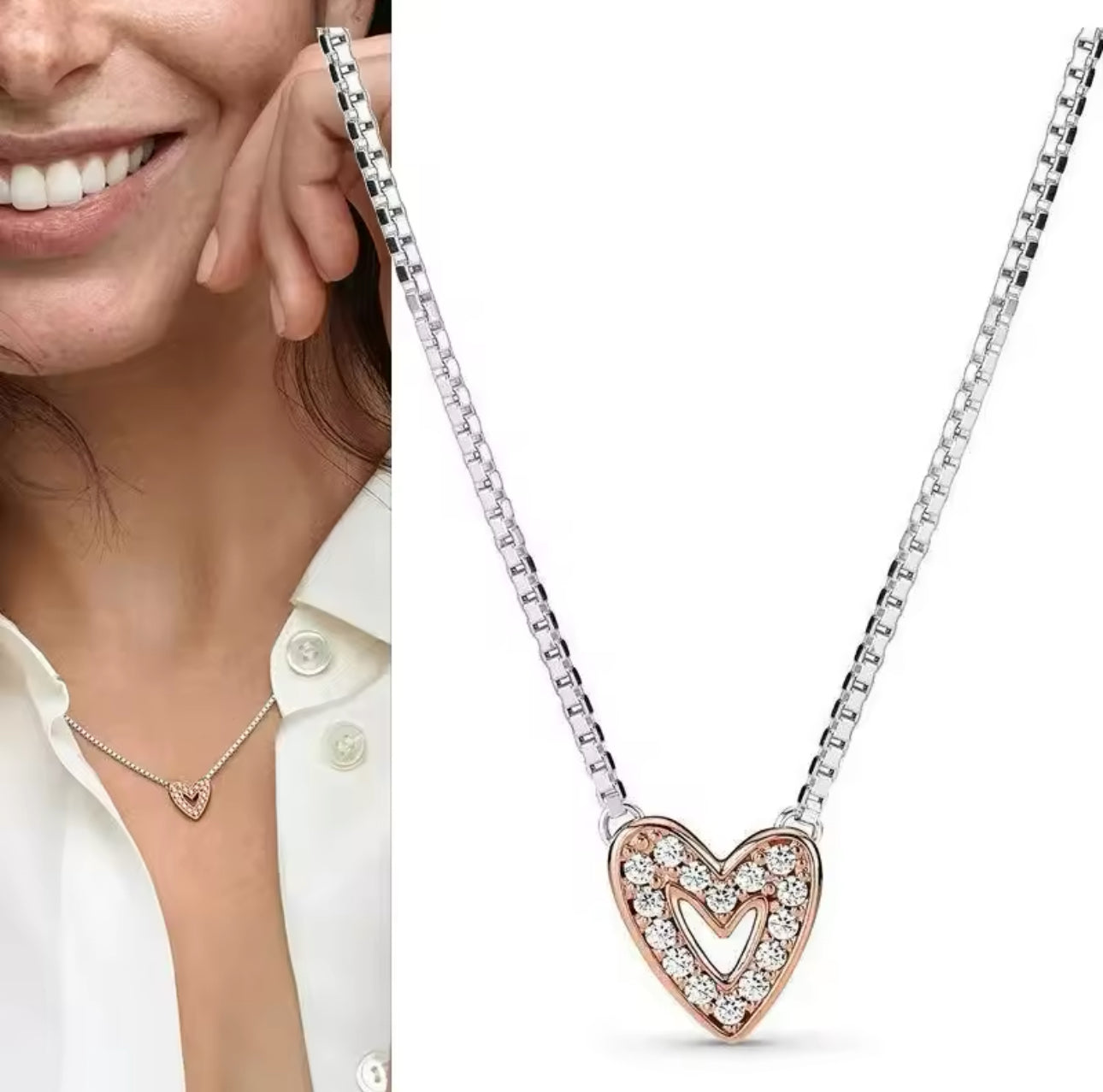 Sparkling Freehand Heart Earring & Necklace Set