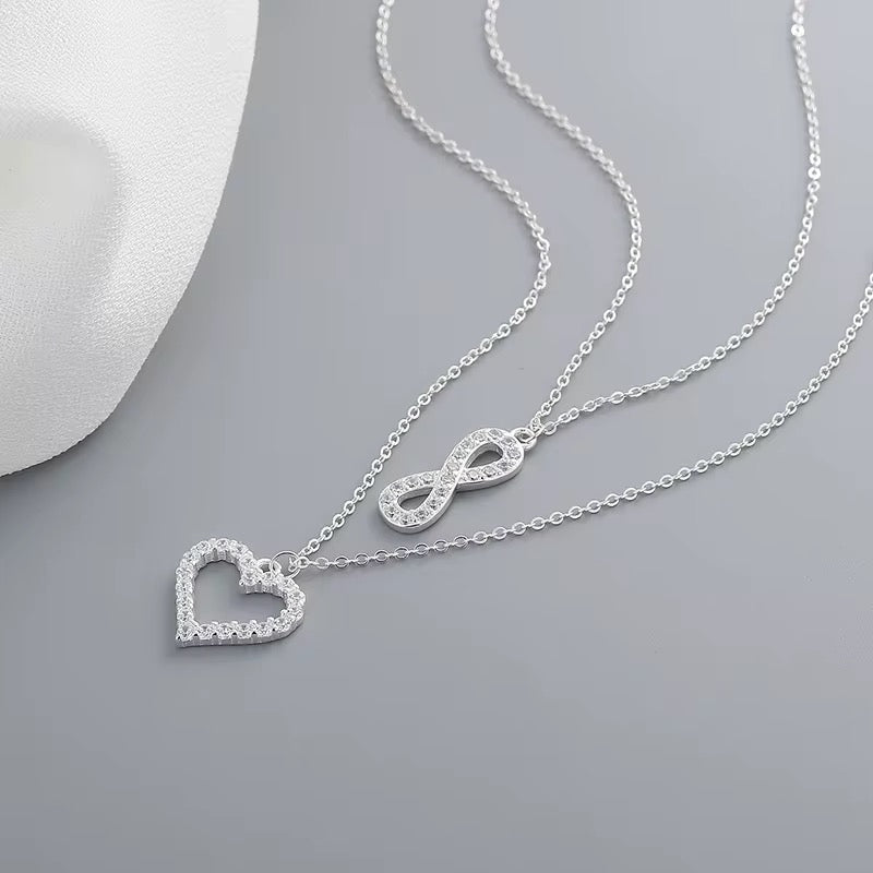 Hearts & Infinity Necklace With Cubic Zirconia