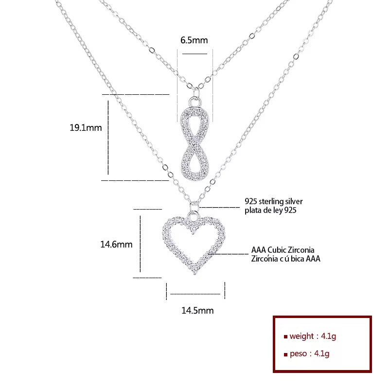 Hearts & Infinity Necklace With Cubic Zirconia