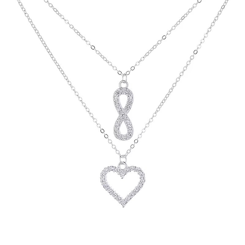 Hearts & Infinity Necklace With Cubic Zirconia