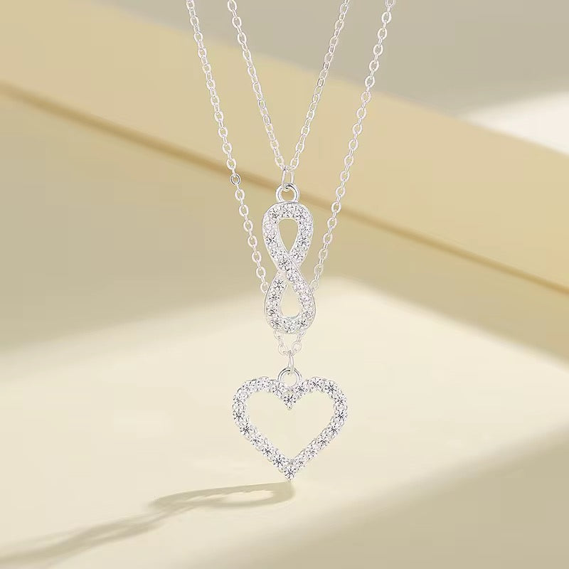 Hearts & Infinity Necklace With Cubic Zirconia
