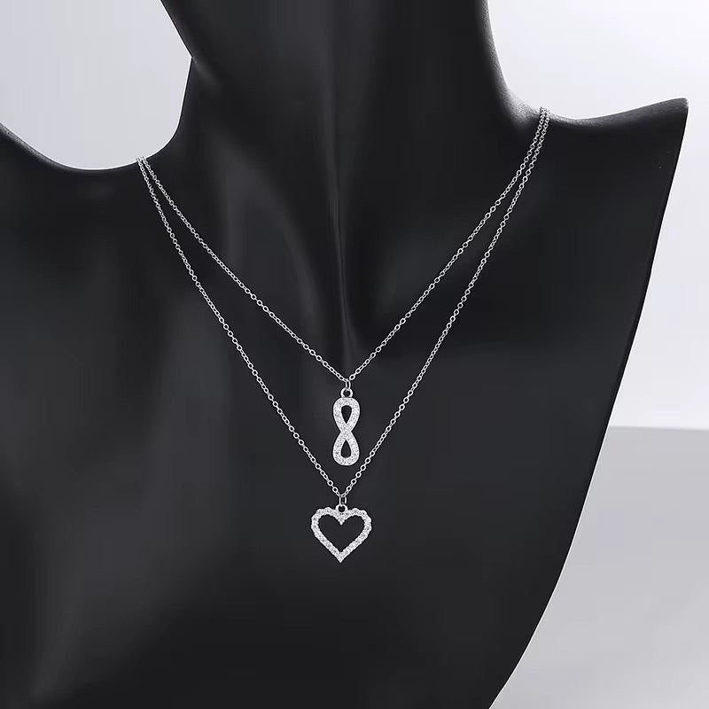 Hearts & Infinity Necklace With Cubic Zirconia