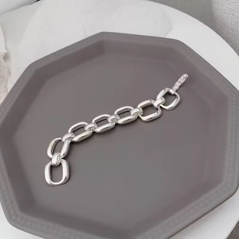 Bold Elegance Silver Chain Bracelet