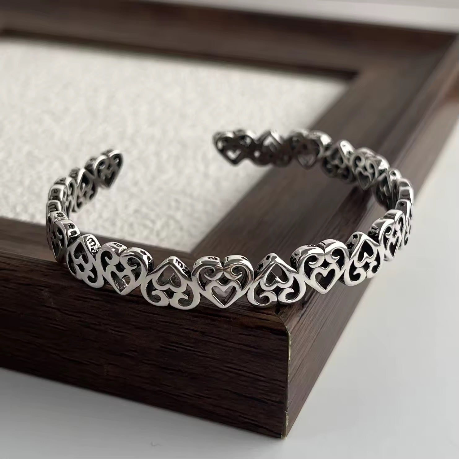 Silver Eternal Hearts Cuff Bracelet