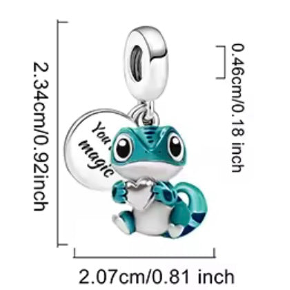 Blue Enamel Lizard Sterling Silver Charm