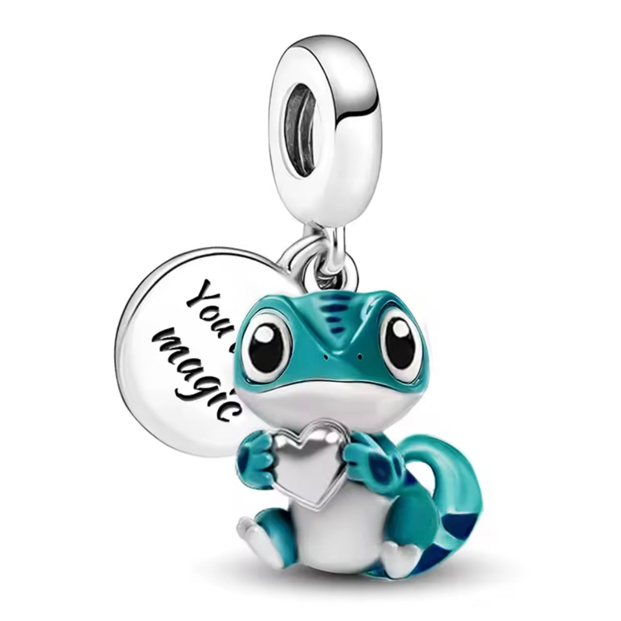 Blue Enamel Lizard Sterling Silver Charm