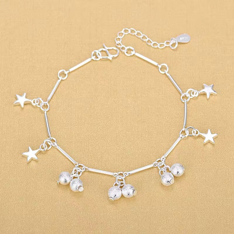 Frosted Beads Star Charm Bracelet