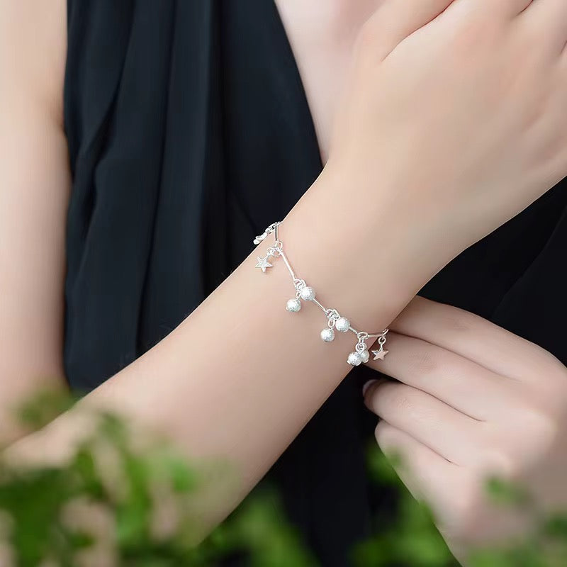 Frosted Beads Star Charm Bracelet