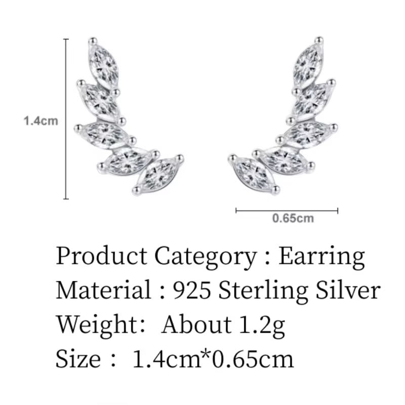 Marquise Cut CZ Leaf Stud Earrings