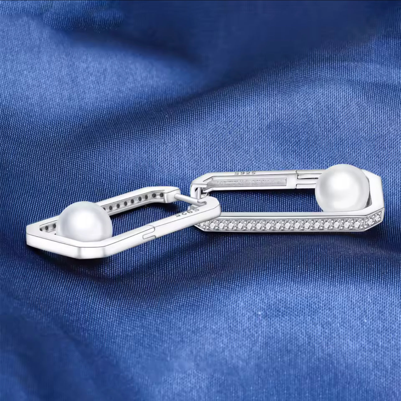 Pearl Box Hoop Earrings