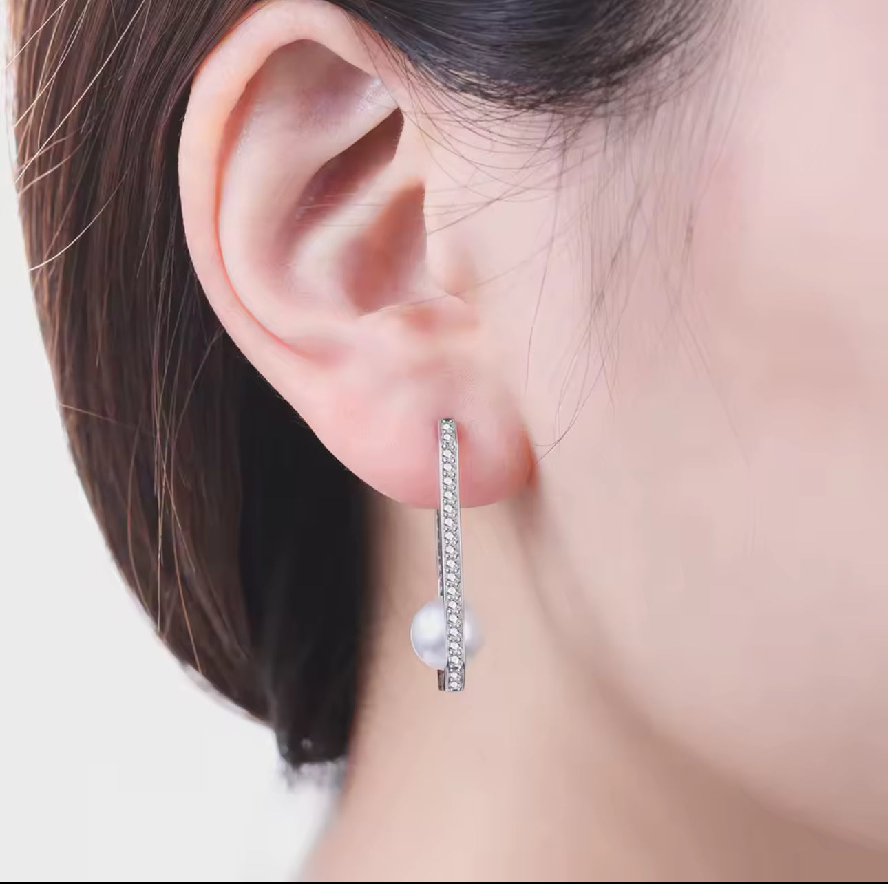 Pearl Box Hoop Earrings