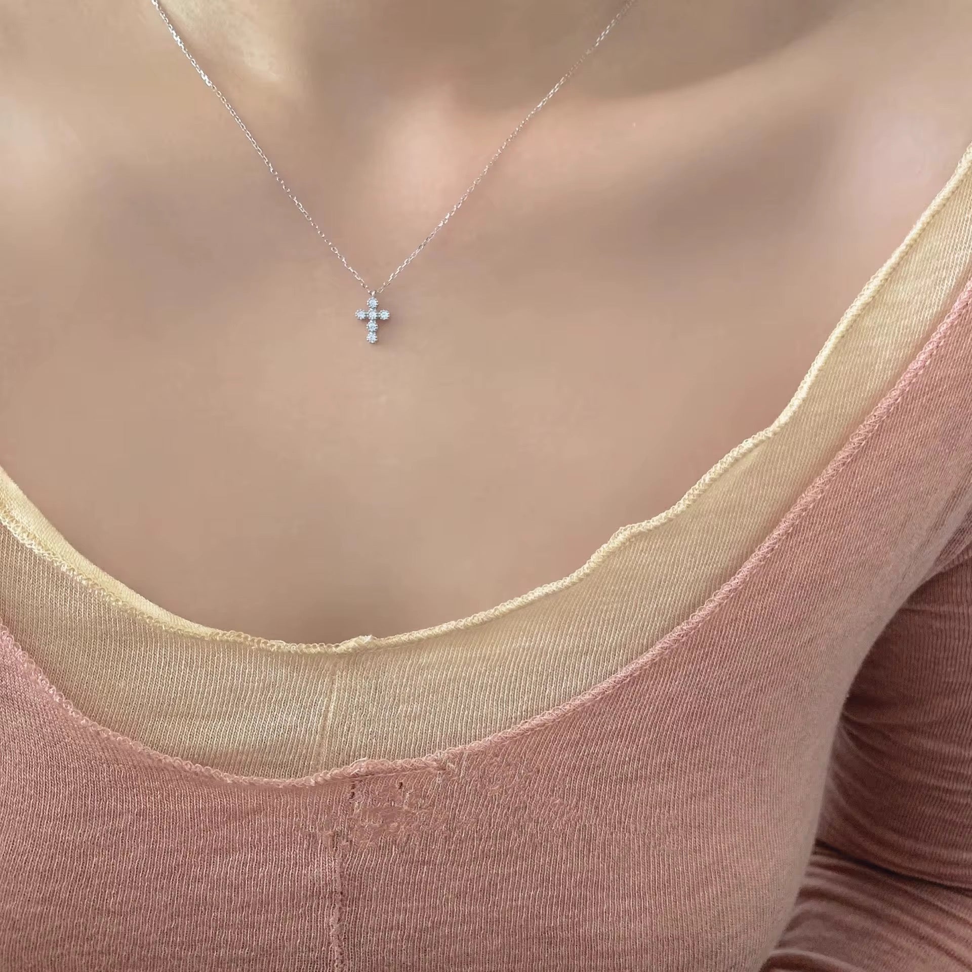 Zircon Cross Pendant Necklaces