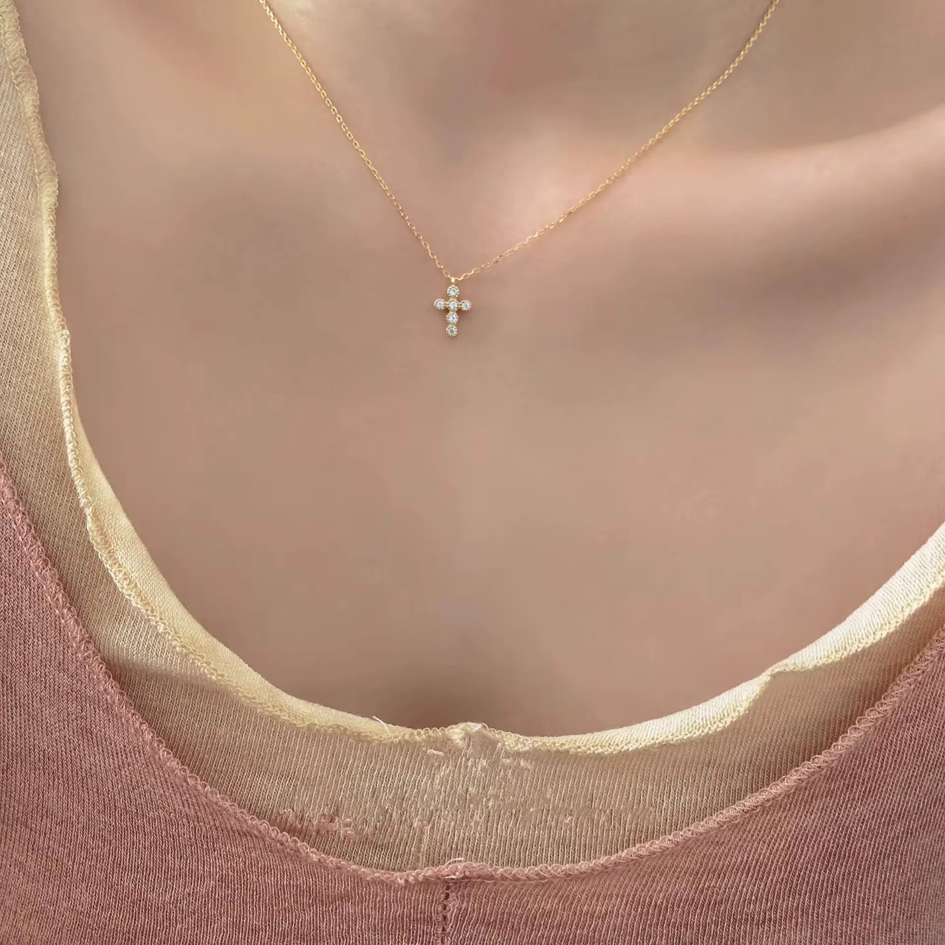 Zircon Cross Pendant Necklaces