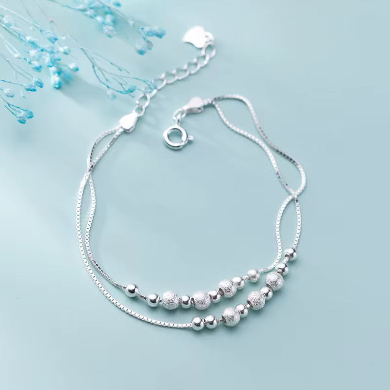 Silver Stardust Beaded Layer Bracelet